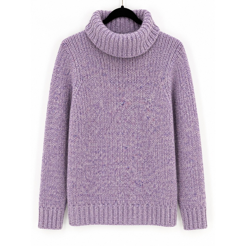 Talbots Cowl Neck Sweater Womens 1X Purple Wool Silk Mohair Blend Chunky Cozy